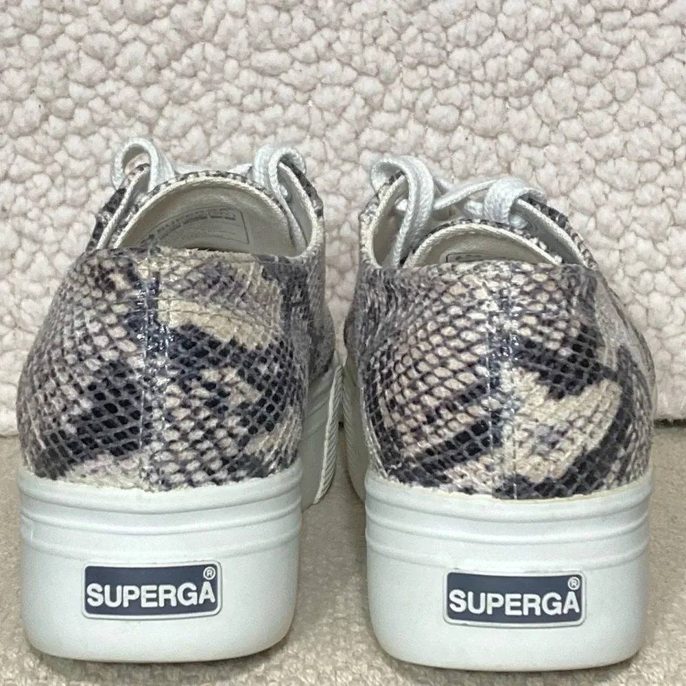 Superga Unisex Snake Print Platform Sneakers Shoes Size US Men's 5 & Womens 6.5